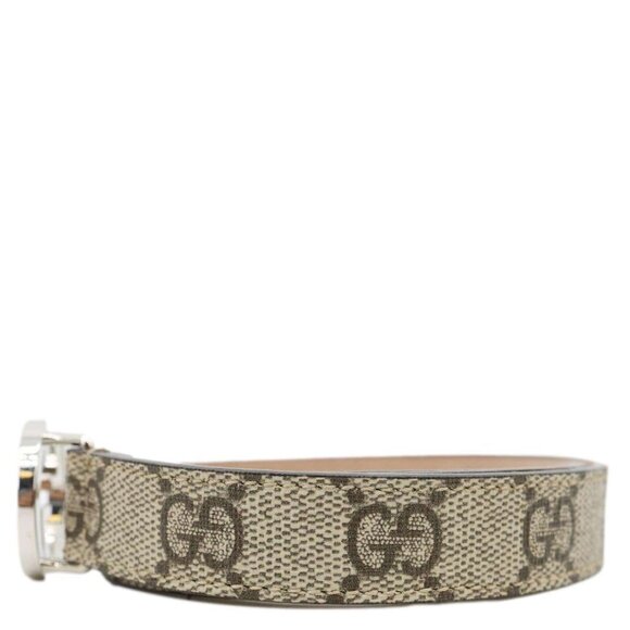 Gucci  Interlocking G Buckle GG Supreme Canvas Belt Beige 258395